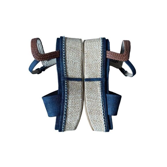 Stuart Weitzman YOURWAY SUEDE ESPADRILLE WEDGE SANDAL IN BLUE size 6 Chunky - Picture 7 of 13